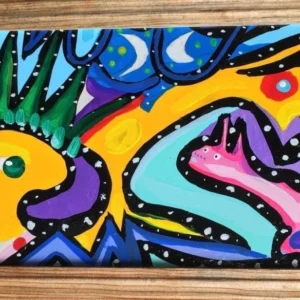Título: " Visionarios". Técnica: Acrílico barnizando. Medidas: 28 x 16 cms. Año: 2024.