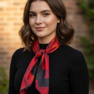 Pañoleta “Ígneo” en chifón – Inspirada en la obra de Mauricio Siller Obregón (120 x 40 cm)