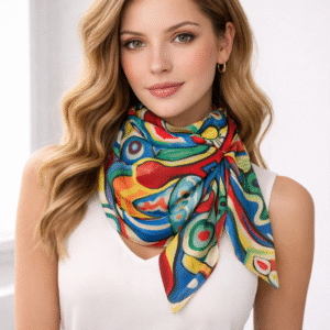 Mascada en Tela Satín  Obra de Mauricio Siller Obregón 100×50 cm.