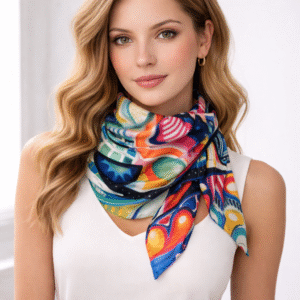 Mascada en Tela Satín Obra de Mauricio Siller Obregón 100×50 cm