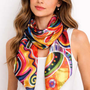 Mascada en Tela Satín Obra de Mauricio Siller Obregón 100×50 cm.