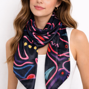 Mascada en Tela Satín Obra de Mauricio Siller Obregón 100×50 cm.