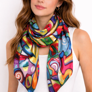 Mascada en Tela Satín Obra de Mauricio Siller Obregón 100×50 cm.