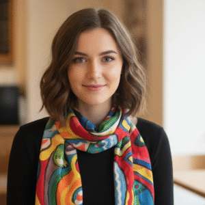 Mascada en Tela Satín Obra de Mauricio Siller Obregón 100×50 cm.