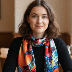 Mascada en Tela Satín Obra de Mauricio Siller Obregón 100×50 cm.