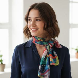 Mascada en Tela Shifón Obra de Mauricio Siller Obregón 80x40 Cm.