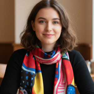 Mascada en Tela Satín Obra de Mauricio Siller Obregón 100×50 cm.